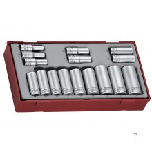 Steckschlüsselsatz tief TT1 Ablage 3/8" 7-22mm 16-teilig 6 Seiten Teng Tools