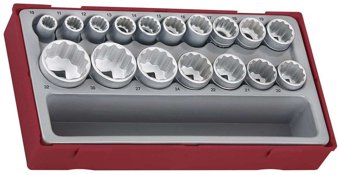 Topnøglesæt TT1 bakke 1/2" 10-32mm 17 dele 12 sider Teng Tools Topnøglesæt TT1 bakke 1/2" 10-32mm 17 dele 12 sider Teng Tools