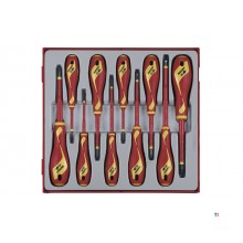 Isoleret skruetrækkersæt 100V TT2 bakke flad- PZ- PH- TTD 10-delt Teng Tools Isoleret skruetrækkersæt 100V TT2 bakke flad- PZ- PH- TTD 10-delt Teng Tools