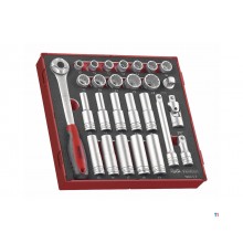 Topnøglesæt Skum 2 bakker 1/2" 10-24mm 27 dele Teng Tools