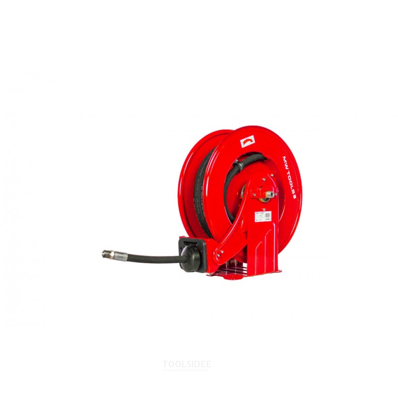 Olierulle 10m ø 1/2" 160 bar Pulverlakeret stål med automatisk oprulning og fast vægbeslag MW Tools