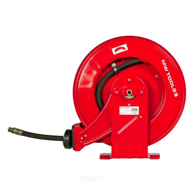 Olierulle 10m ø 1/2" 160 bar Pulverlakeret stål med automatisk oprulning og fast vægbeslag MW Tools
