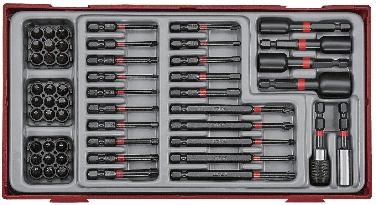 Schlagbit-Set TT1 Tablett 1/4" PH- PZ- ROB- HEX- TX-- Größe 53-teilig Teng Tools