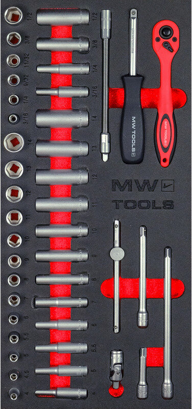 Steckschlüsselsatz Schaumstoffeinlage 1/4" 4-14mm 43-teilig MW Tools