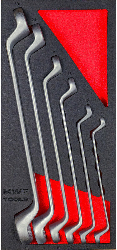 Dobbelt ringnøglesæt skumbakke 10x11 til 30x32 mm 6-delt MW Tools