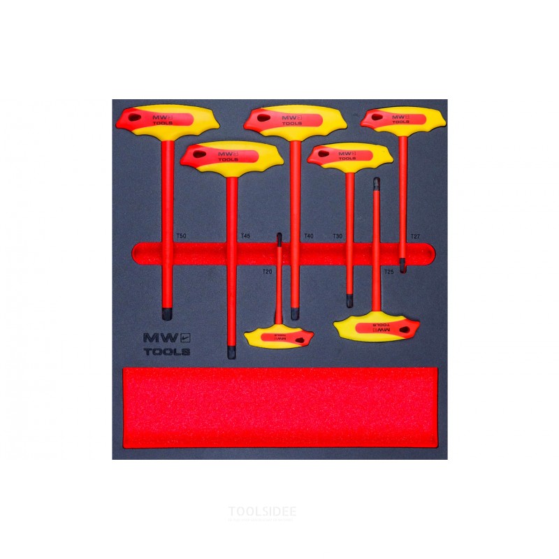 Insulated L-key set Torx with T-handle foam tray 7 pieces MW Tools Insulated L-key set Torx with T-handle foam tray 7 pieces MW Tools