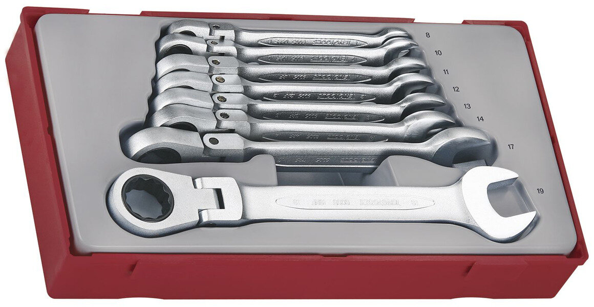 Sett med fleksible girnøkler TT1 skuff 8-19mm 8 deler Teng Tools Sett med fleksible girnøkler TT1 skuff 8-19mm 8 deler Teng Tools