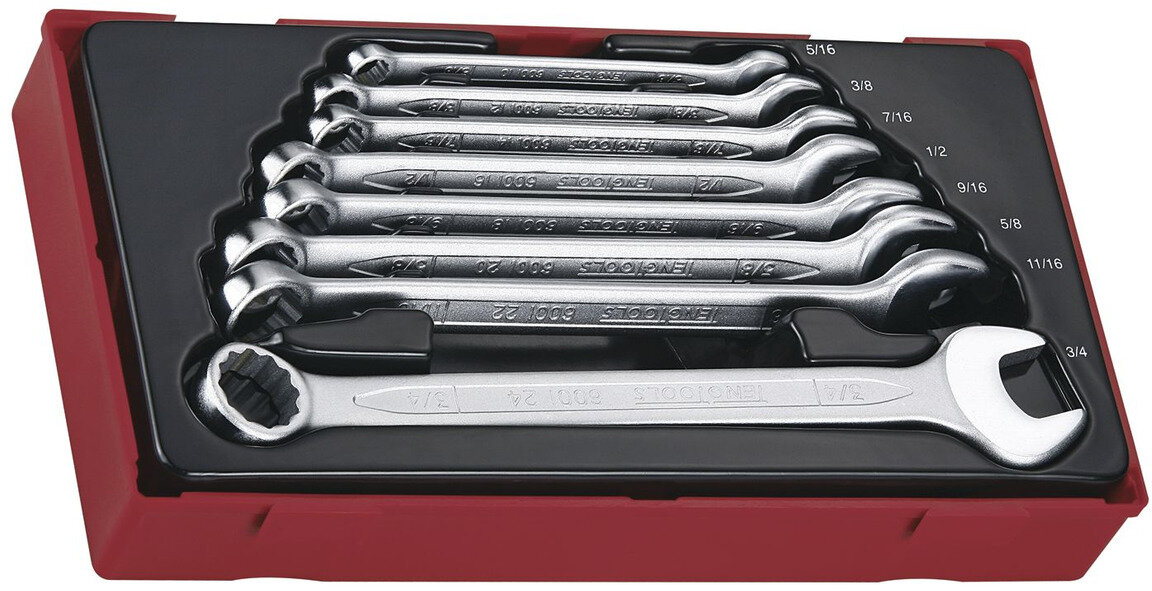 Ringmaulschlüsselsatz AF TT1 Ablage von 5/16" bis 3/4" 8-teilig Teng Tools