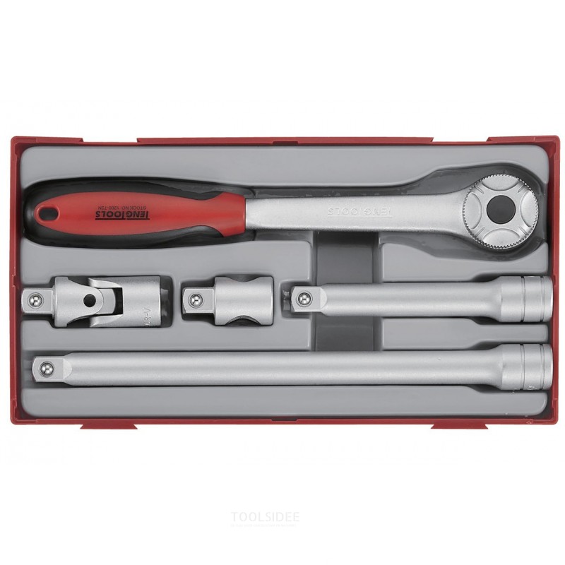 Skralde- og tilbehørssæt TT1 bakke 1/2" 5-delt Teng Tools