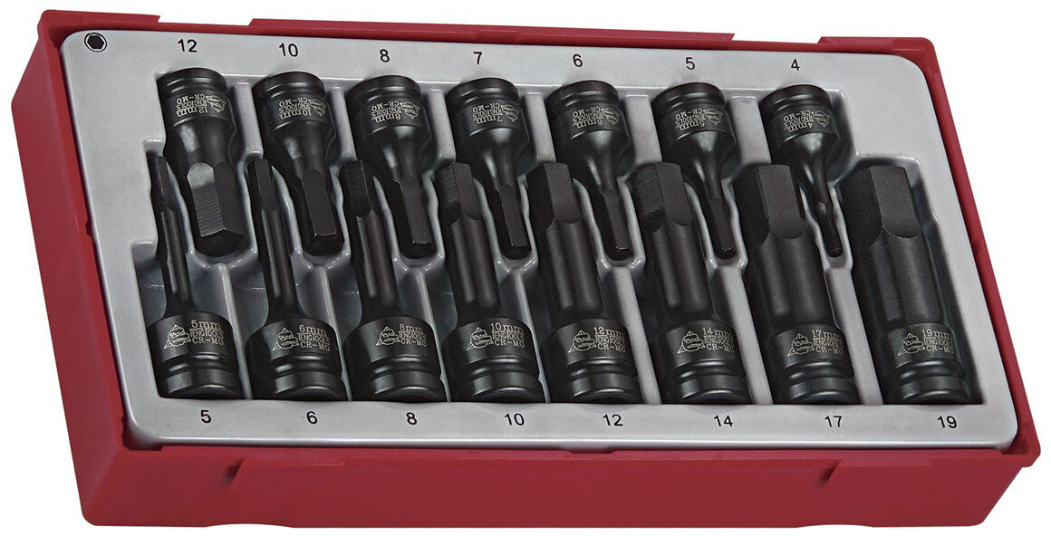 Schlagschrauber-Steckschlüsselsatz Hex TT1 Ablage 1/2" 3/8" 5- 19mm 15-teilig Teng Tools