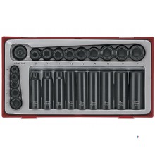 Slagdoppenset kort en lang TTX1 tray 1/4" 3/8" 8- 19mm 24 delig Teng Tools