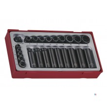 Slagdoppenset kort en lang TTX1 tray 1/4" 3/8" 8- 19mm 24 delig Teng Tools