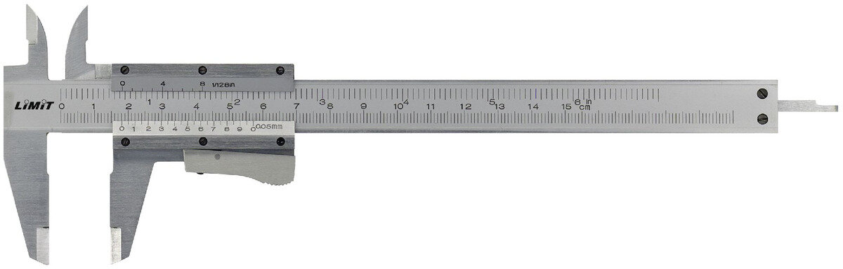Schieblehre aus Werkstattstahl 150x40 mm 0,05 mm metrisch Zoll mit Spitzen und Tiefenbegrenzer