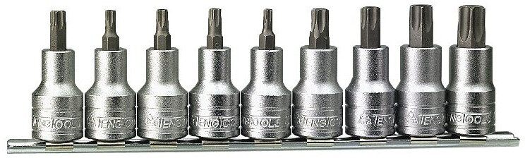 Torx-pipenøkkelsett på skinne 1/2" 9 deler Teng Tools