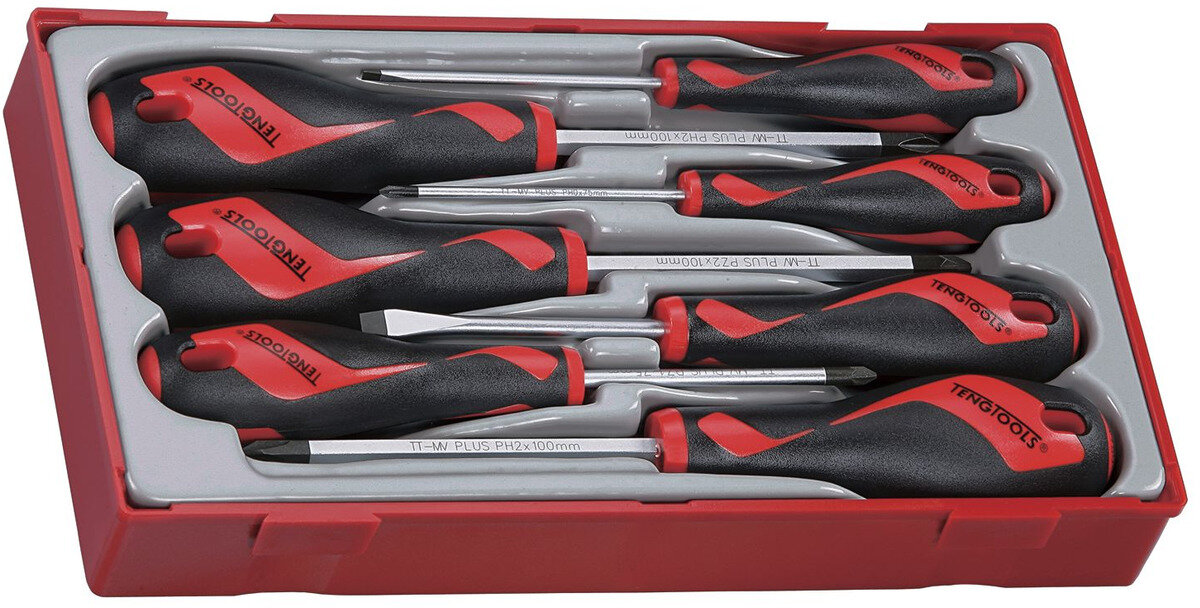 Skruetrækkersæt TT1 bakke flad - PH - stk. 7 dele Teng Tools