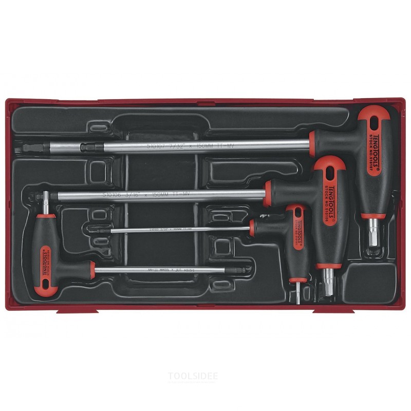 Unbrakonøglesæt med T-greb TT1 bakke fra 3/32" til 5/16" 7 dele Teng Tools