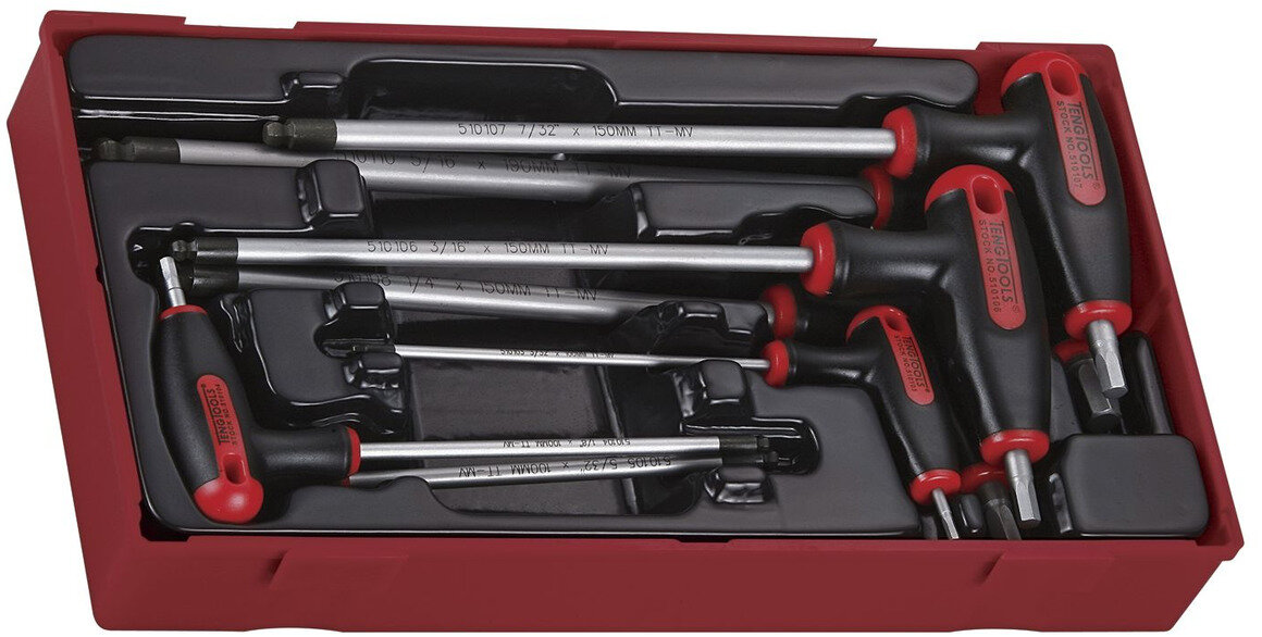Sechskantschlüsselsatz mit T-Griff TT1 Ablage von 3/32" bis 5/16" 7-teilig Teng Tools