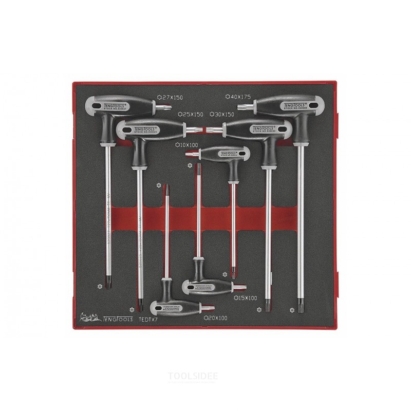 T-grebsnøglesæt med Foam2-bakke TX-TPX 7-delt Teng Tools