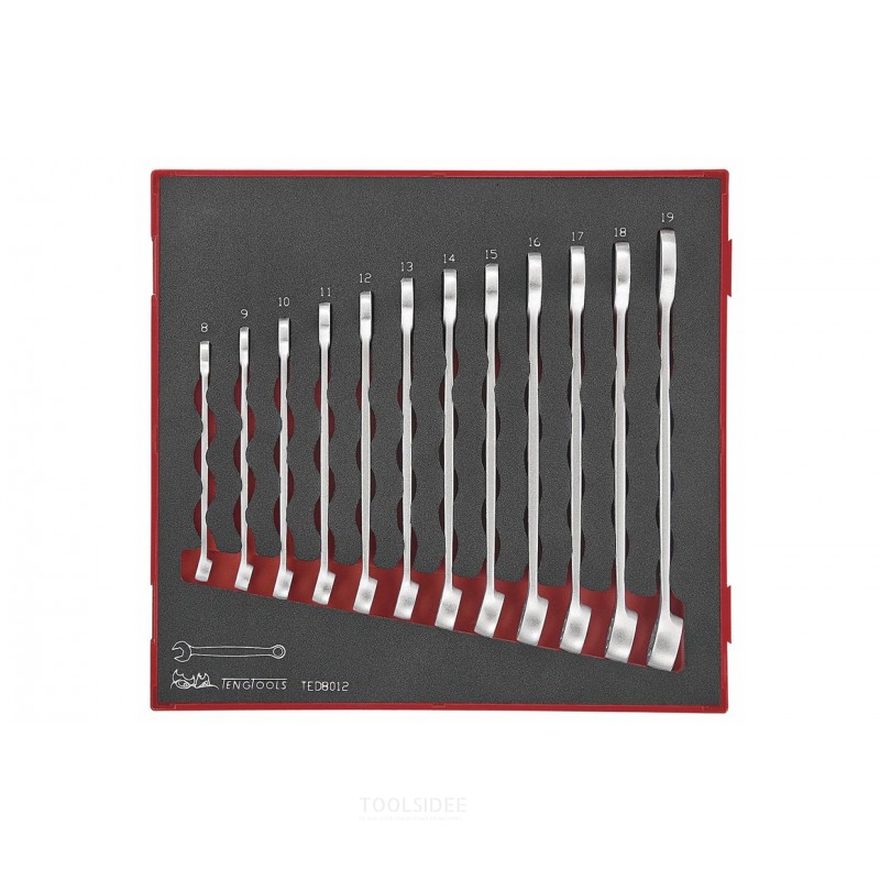 Kiintoavainsarja HIP-GRIP Foam2 -lokeroon 8-19 mm 12 osaa Teng Tools