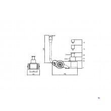 Hydropneumatischer Wagenheber 30 Tonnen, mobiler Typ 2-stufig MW Tools Hydropneumatischer Wagenheber 30 Tonnen, mobiler Typ 2-stufig MW Tools