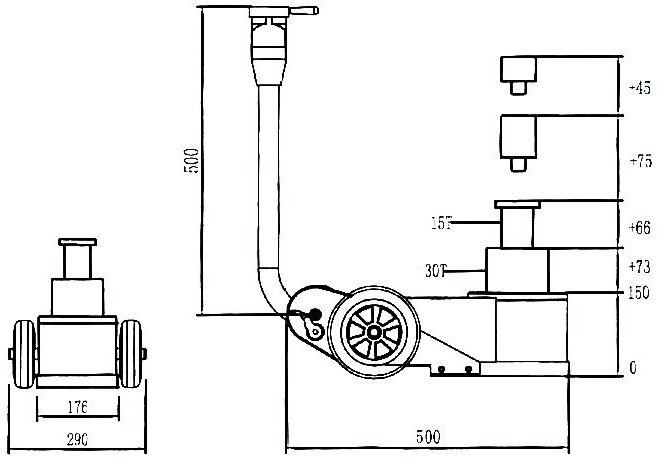 Hydropneumatischer Wagenheber 30 Tonnen, mobiler Typ 2-stufig MW Tools Hydropneumatischer Wagenheber 30 Tonnen, mobiler Typ 2-stufig MW Tools