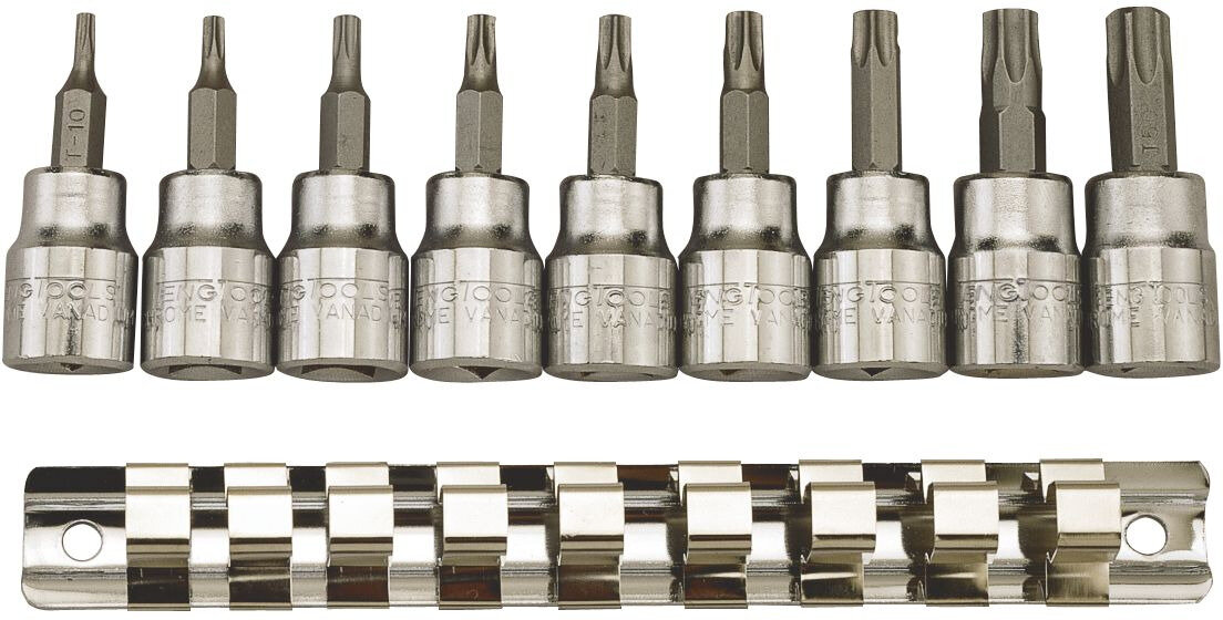 Satz mit 9 Steckschlüsseleinsätzen 3/8" TX Teng Tools