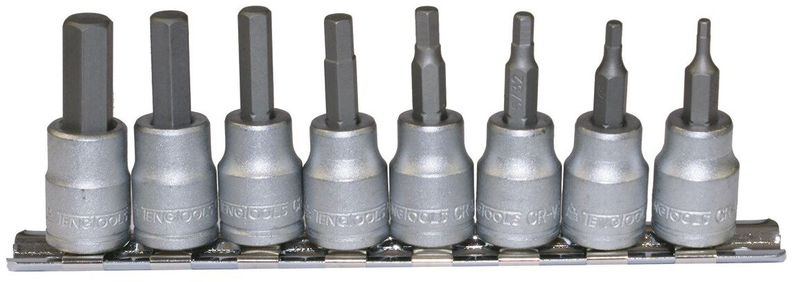Satz mit 8 Steckschlüsseleinsätzen 3/8" AF Hex von 3/32" bis 3/8" Teng Tools
