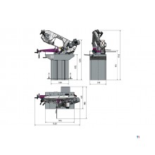 Metalbåndsav 0-60° skærekapacitet ca. 225 mm 1,5 kW 230V variabel hastighed savklingehøjde 27 mm Optisaw