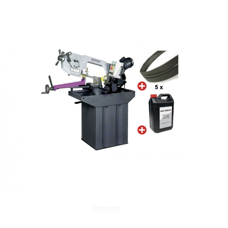 Metalbåndsav 0-60° skærekapacitet ca. 225 mm 1,5 kW 230V savklingehøjde 27 mm inkl. 5 båndsave 1 dåse kølemælk Optisaw Metalbåndsav 0-60° skærekapacitet ca. 225 mm 1,5 kW 230V savklingehøjde 27 mm inkl. 5 båndsave 1 dåse kølemælk Optisaw