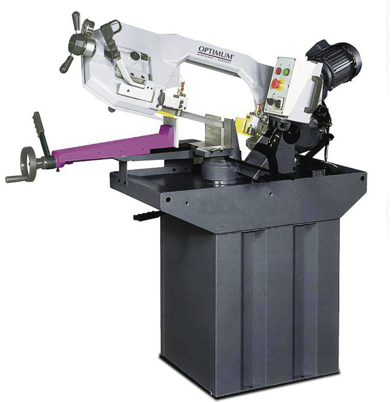 Metallbåndsag 0–60° skjærekapasitet ca. 225 mm 1,5 kW 230 V sagbladhøyde 27 mm inkl. 5 båndsager 1 boks med kjølemelk Optisaw