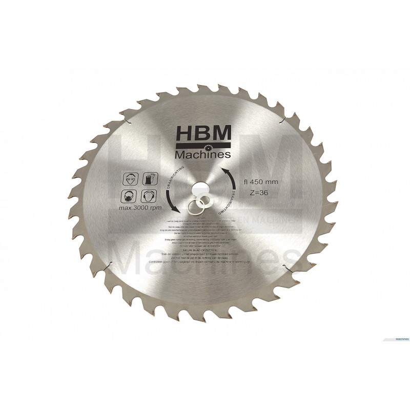 HBM 450 x 36t circular saw blade for wood - hole 30 mm.