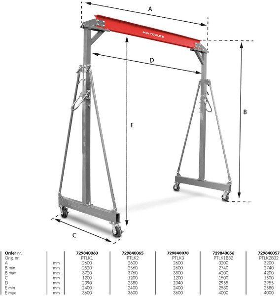 Mobile gantry crane 2T MW Tools Mobile gantry crane 2T MW Tools