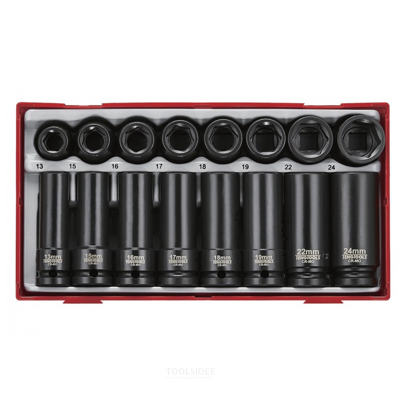 Iskuhylsysarja TT1, lokero 1/2" 13-24 mm, 20 osaa, Teng Tools