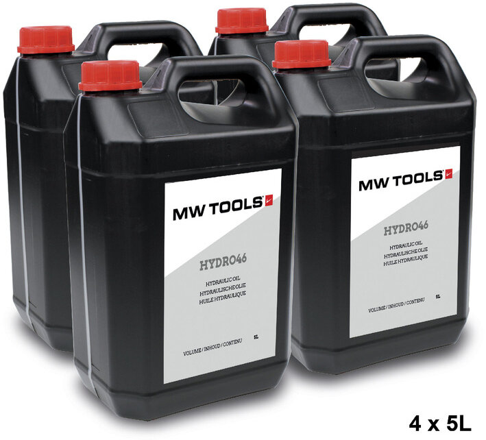 Pakke med 4 x 5L Hydro 46 hydraulikkolje. MW Tools Pakke med 4 x 5L Hydro 46 hydraulikkolje. MW Tools