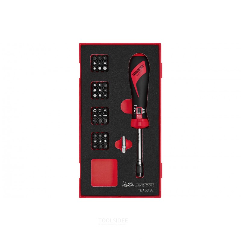 Momenttiruuvimeisselisarja Vaahtomuovi 1 tarjotin Tasainen - HEX - PH - PZ - ROB - TX - TPX 38 osaa Teng Tools