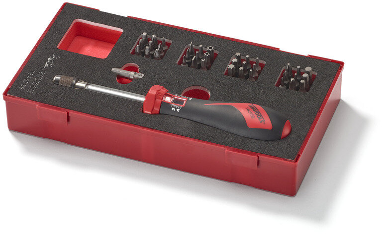 Torque screwdriver set Foam1 tray Flat - HEX - PH - PZ - ROB - TX - TPX 38 pieces Teng Tools
