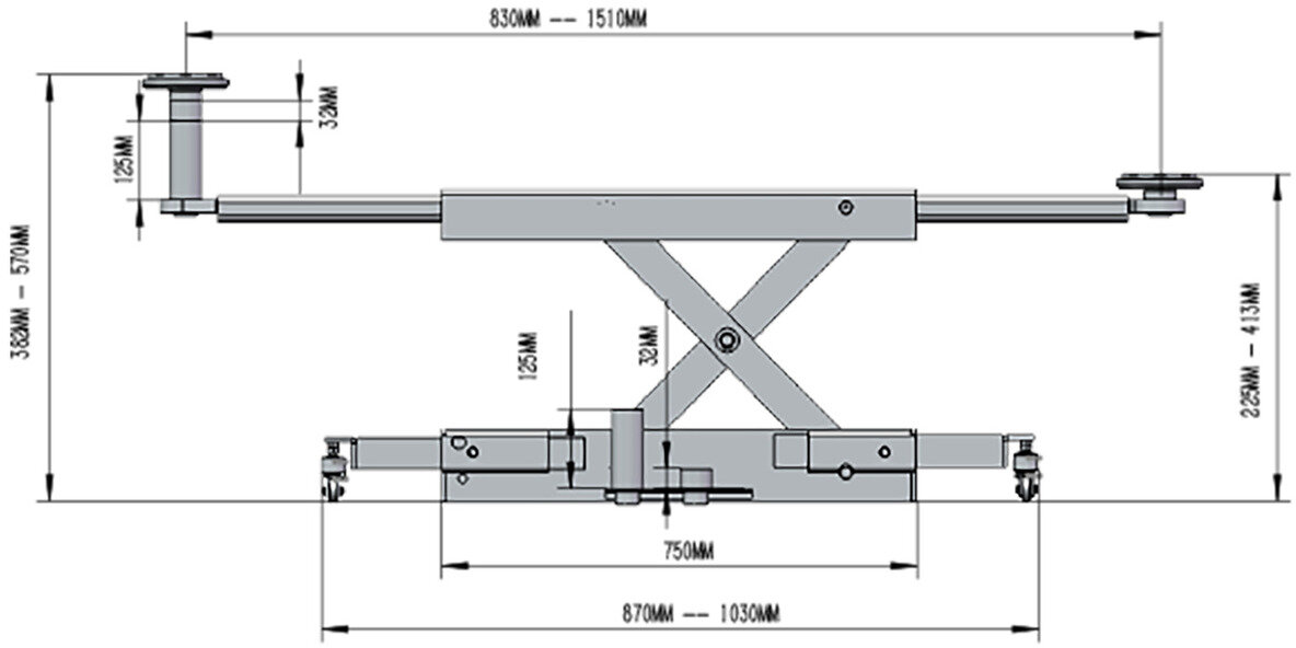 Mobiler Wagenheber 2T manuell für 4-Säulen-Brücke MW Tools