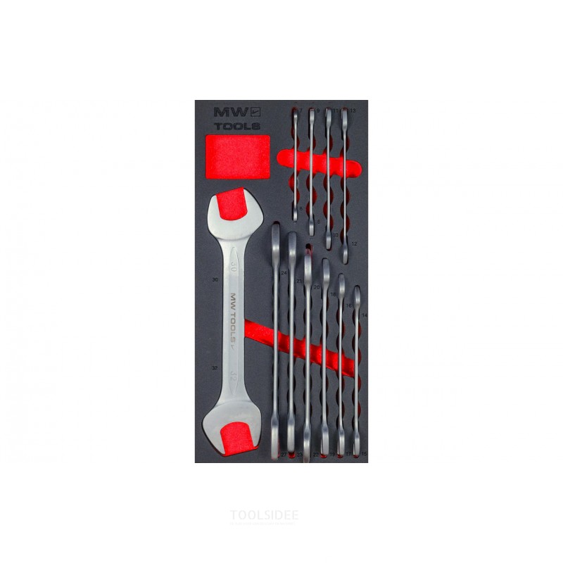 Kiintoavainsarja vaahtomuovialustalla 6x7mm - 30x32mm 11 osaa MW Tools