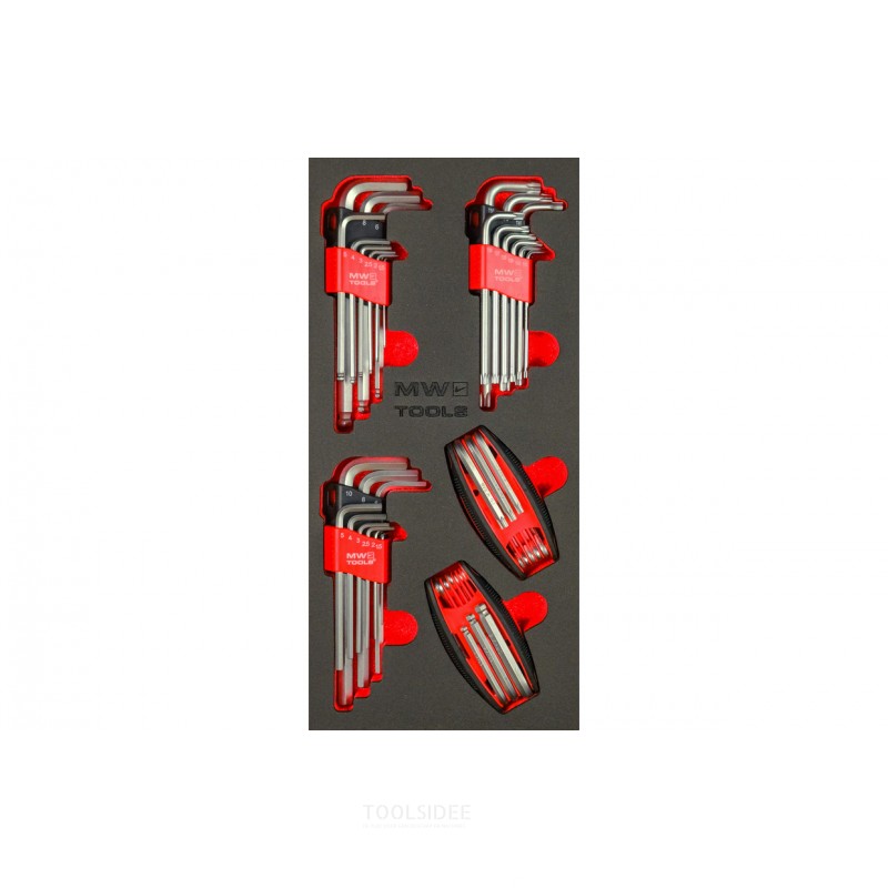 Nøglesæt skumbakke HEX-TX 43 dele MW Tools