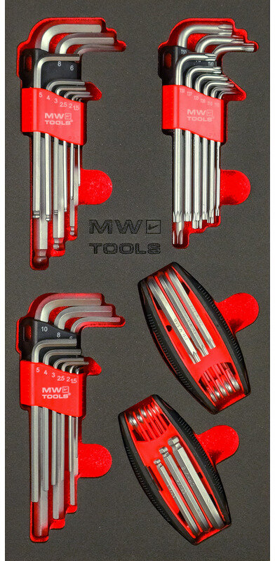 Nøglesæt skumbakke HEX-TX 43 dele MW Tools