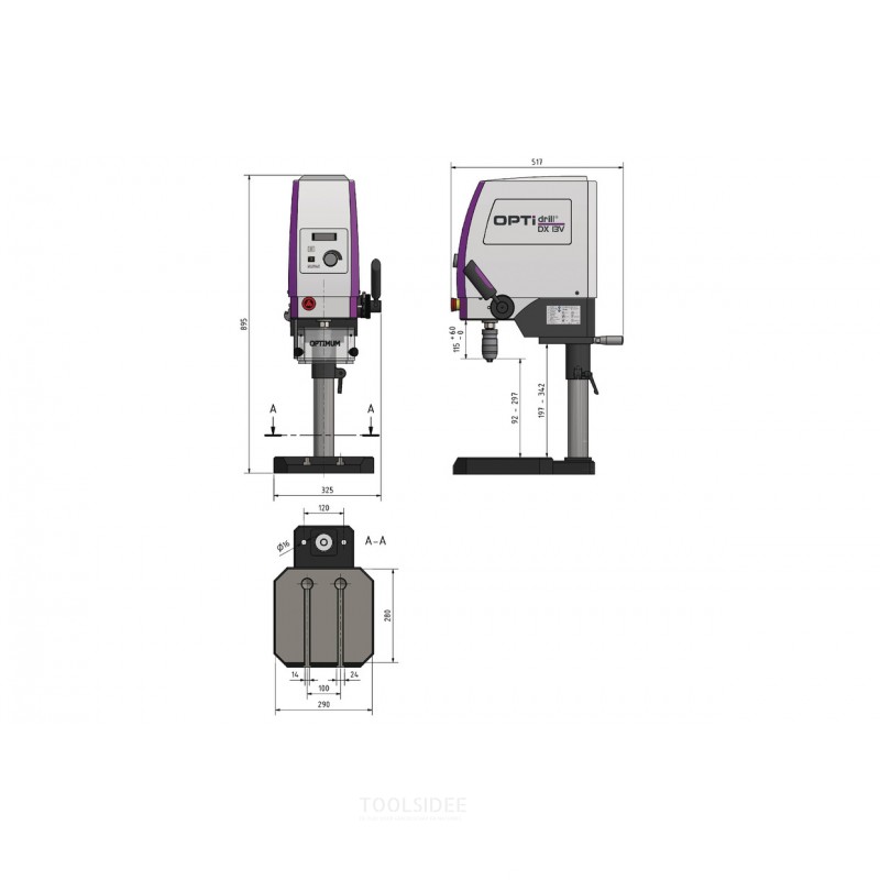 Perceuse d'établi de précision, perçage jusqu'à ø 13 mm, montage B16, 850 W, 230 V, vitesses variables, tête de perçage 