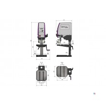 Precisie tafelboormachine boren tot ø 15 mm opname MK2 850W 230V variabele snelheden tot 3000 tpm Optidrill