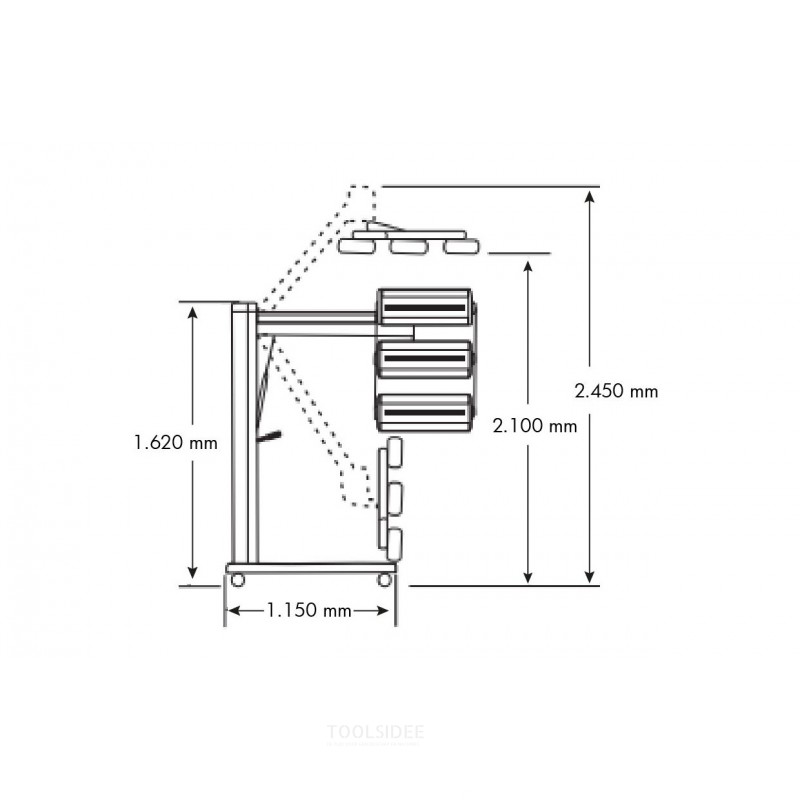 Mobil infrarød malertørrer 3300W 3 stråler MW Tools