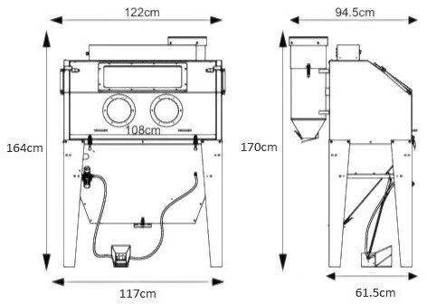 PACK blästerskåp 420 L med 25 kg glaspärlor och 25 kg brun korund MW Tools
