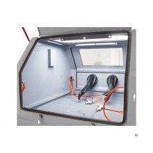 Cabina di sabbiatura PACK con 100 kg di graniglia al corindone MW Tools