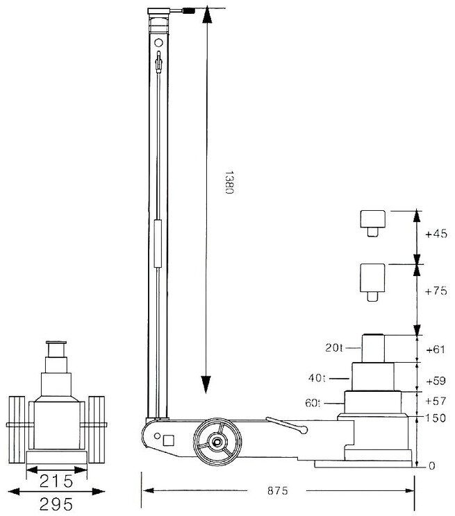 Hydropneumatisk rulledonkraft med en kapacitet på 60 tons, 3-trins MW Tools