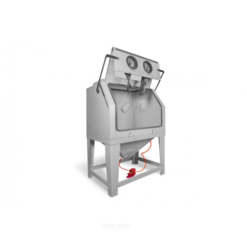 PAKKAUS ammattimainen puhalluskaappi 990 L, jossa 25 kg lasihelmiä ja 25 kg ruskeaa korundia MW Tools