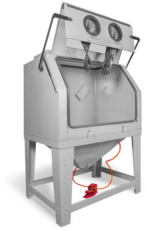 PACK Profi-Strahlkabine 990 L mit 25 kg Glasperlen und 25 kg Braunkorund MW Tools