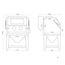 PACK Profi-Strahlkabine 990 L mit 25 kg Glasperlen und 25 kg Braunkorund MW Tools