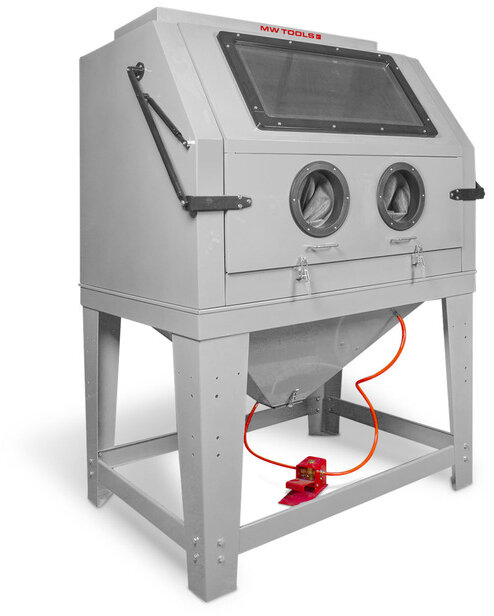 PACK Profi-Strahlkabine 990 L mit 25 kg Glasperlen und 25 kg Braunkorund MW Tools